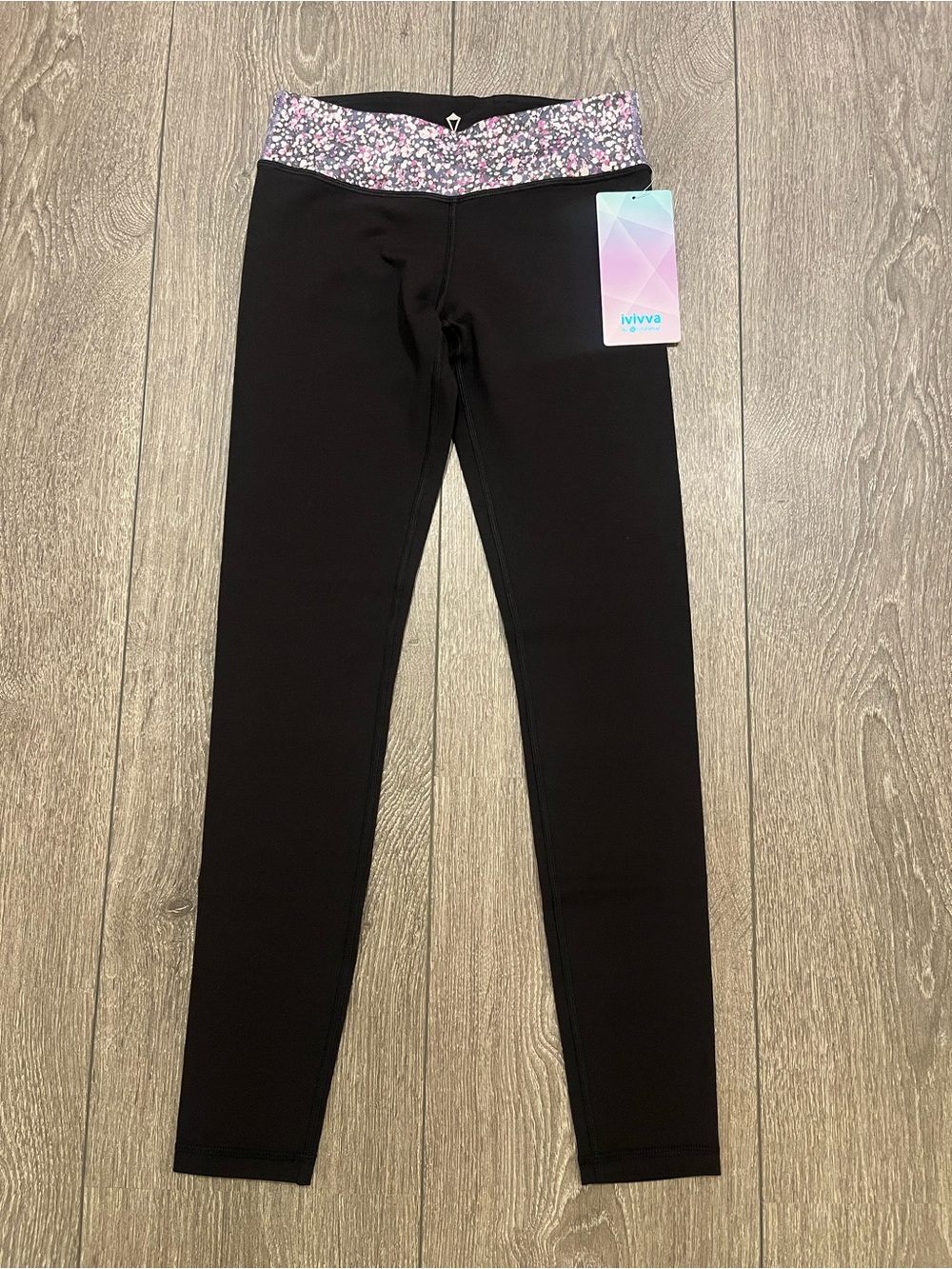 Ivivva Black Rhythmic Tights Leggings Reversible - Size 12